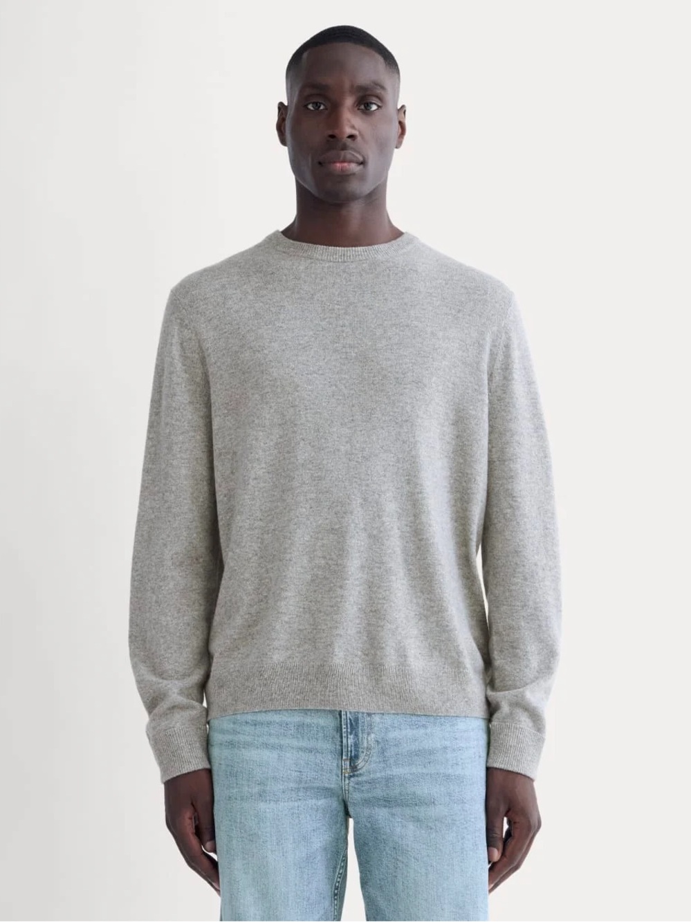 Everlane The Cashmere Crew Light Heather Grey Size L NWOT 100% Cashmere